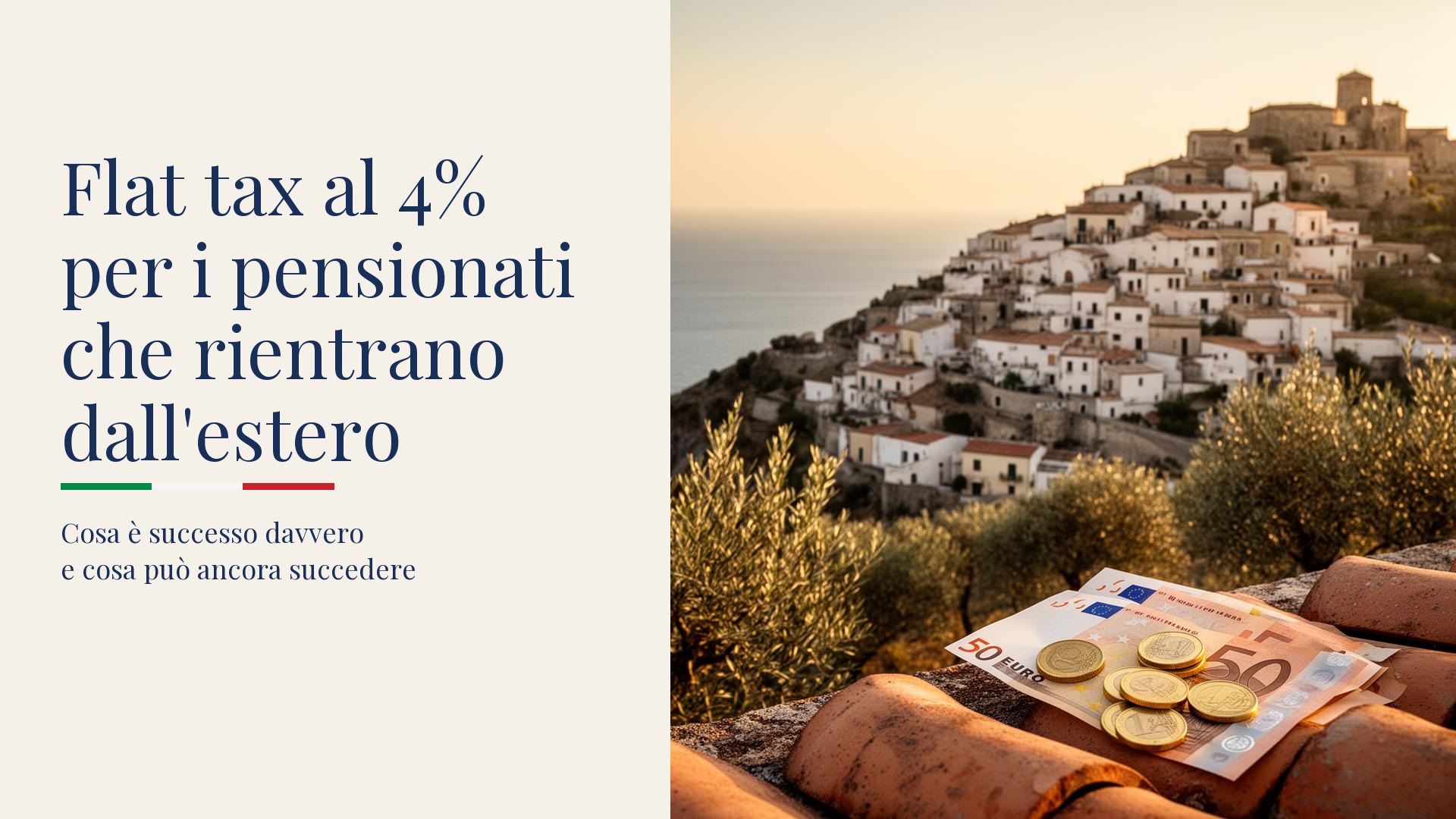 Flat tax al 4% per i pensionati che rientrano dall'estero: cosa è successo davvero (e cosa può ancora succedere)